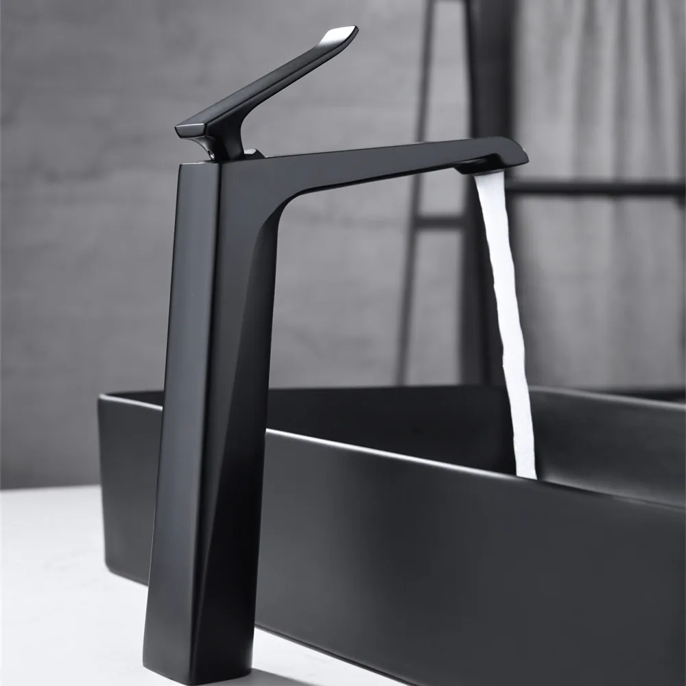 Matte black copper basin faucet
